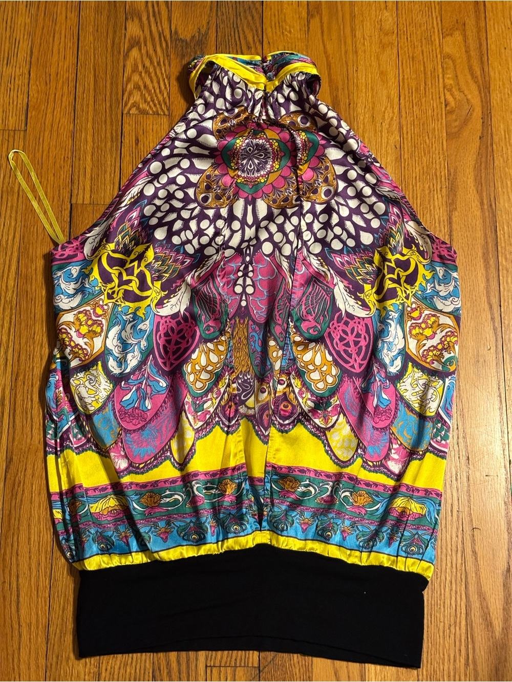 Arden B Vibrant Paisley Halter Camisole in Yellow, Pink, Purple and Black